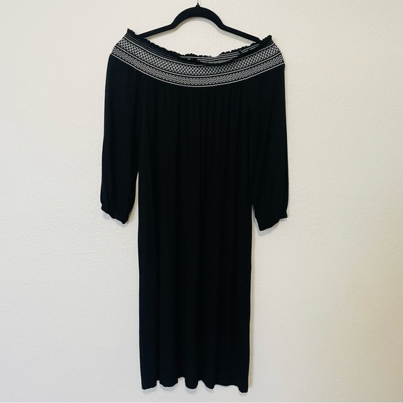 Chico’s woman over the shoulder casual dress size 2 Medium black flowy minimal - Picture 4 of 9